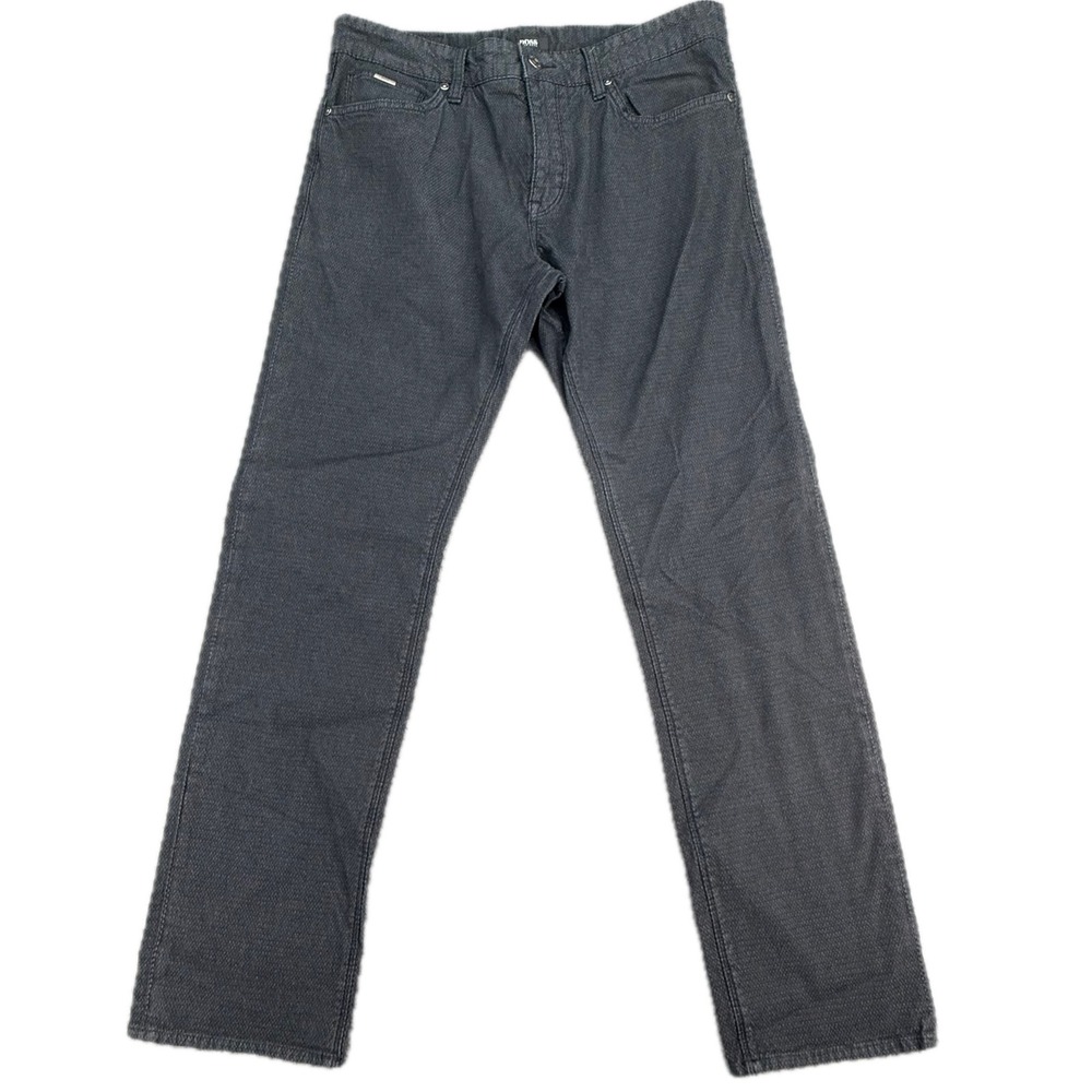 BOSS Hugo Boss Pants Mens 32x30 Grey Stretch Textured Slim Fit Trousers